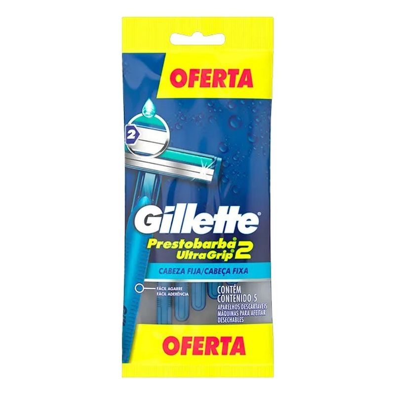 aparelho de barbear gillette prestobarba ultragrip 2 com 5 unidades