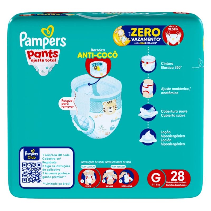 fralda descartável infantil huggies pants ajuste total g 28 unidades