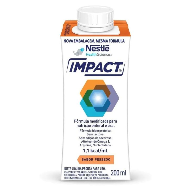 nutrição enteral e oral impact pêssego 200ml