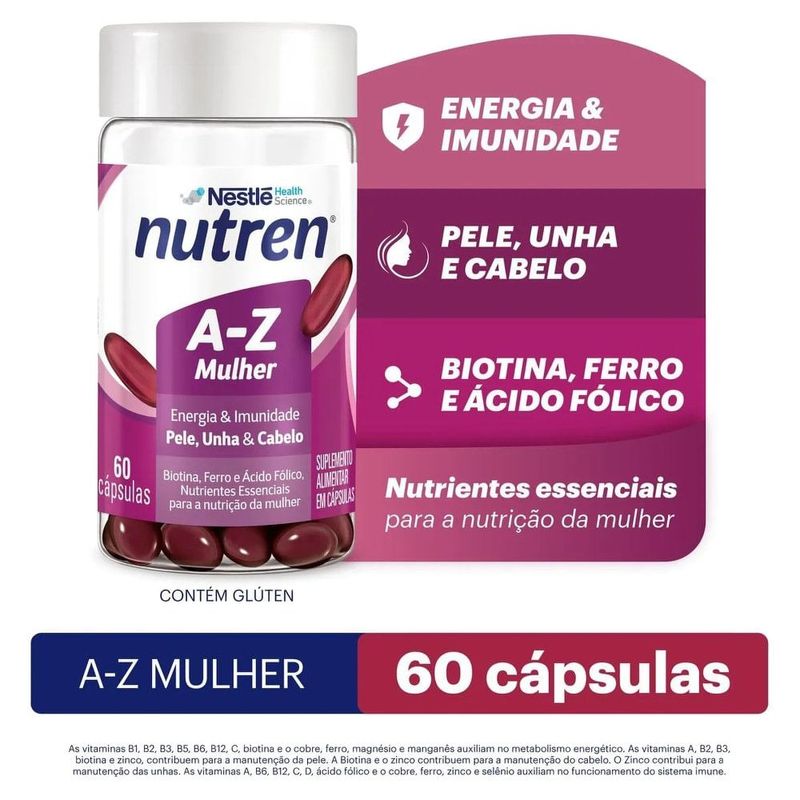 suplemento alimentar nutren mulher a-z polivitamínico 60 cápsulas