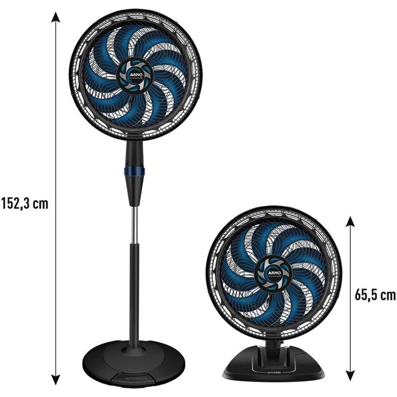 ventilador de mesa e coluna x-treme 40cm preto com azul ve3990b5