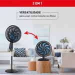 ventilador de mesa e coluna x-treme 40cm preto com azul ve3990b5