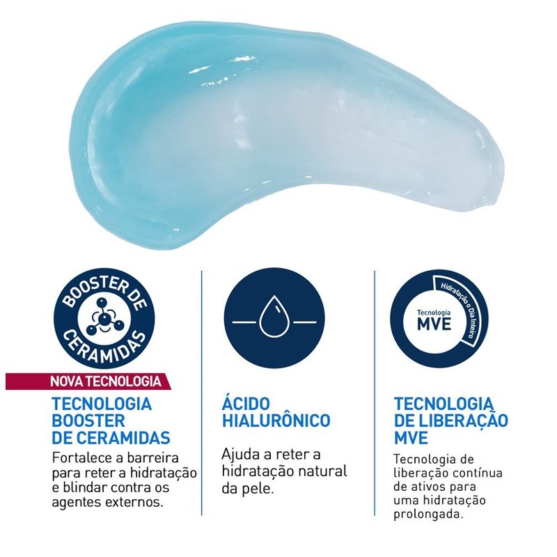 hidratante facial cerave ha water gel toque seco 85g