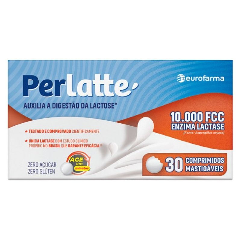 perlatte enzima lactase 10.000ufcc 30 comprimidos mastigáveis eurofarma