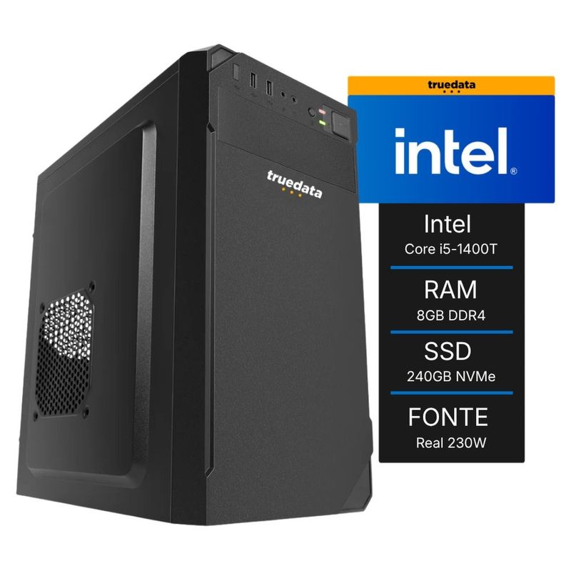 computador desktop truedata get intel core i5 10ª geração 8gb ssd 240gb fonte 230w 73580 (mp)
