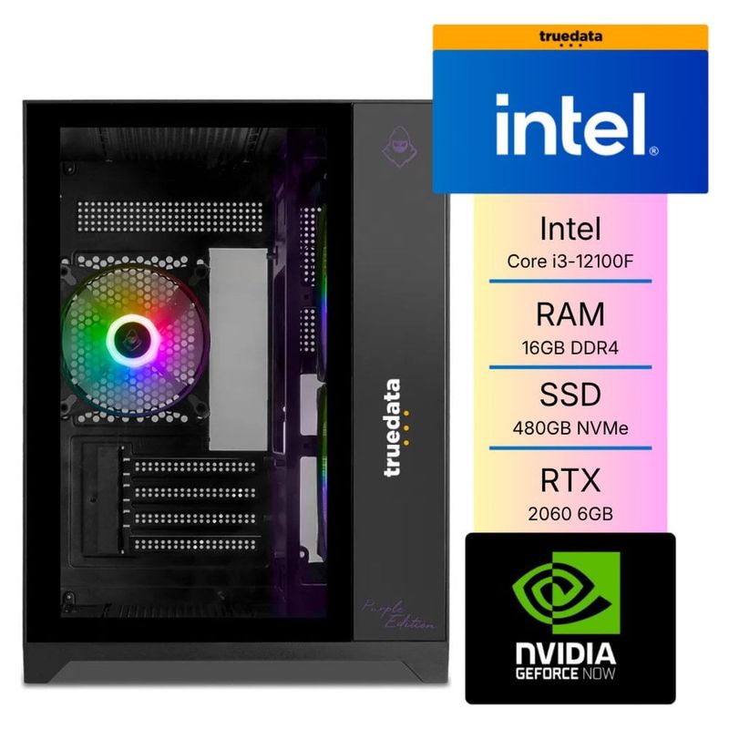 computador gamer truedata intel core i3 12ª geração 16gb ssd 480gb nvme rtx 2060 6gb fonte 550w (mp)
