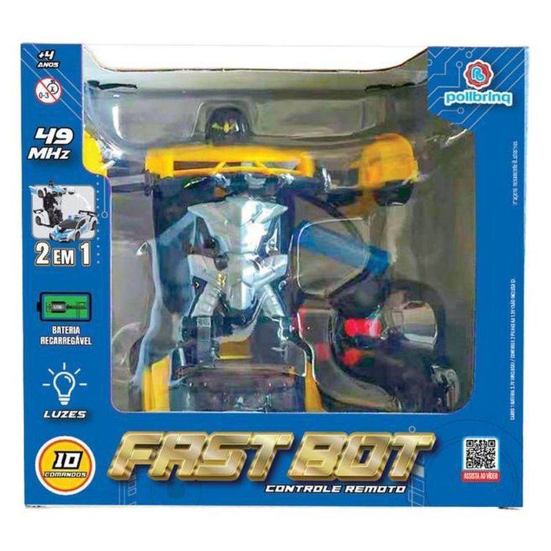 carro de controle remoto polibrinq vira robô bateria recarregável fast bot sortido car212