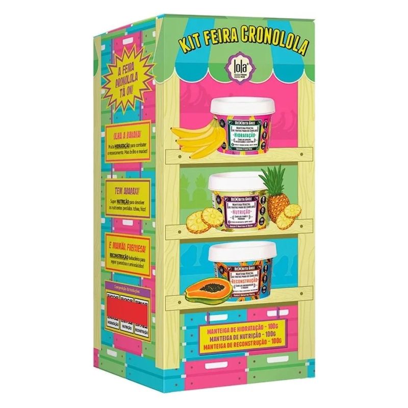 kit lola feira cronolola manteiga de hidratação 100g manteiga de nutrição 100g manteiga de reconstrução 100g
