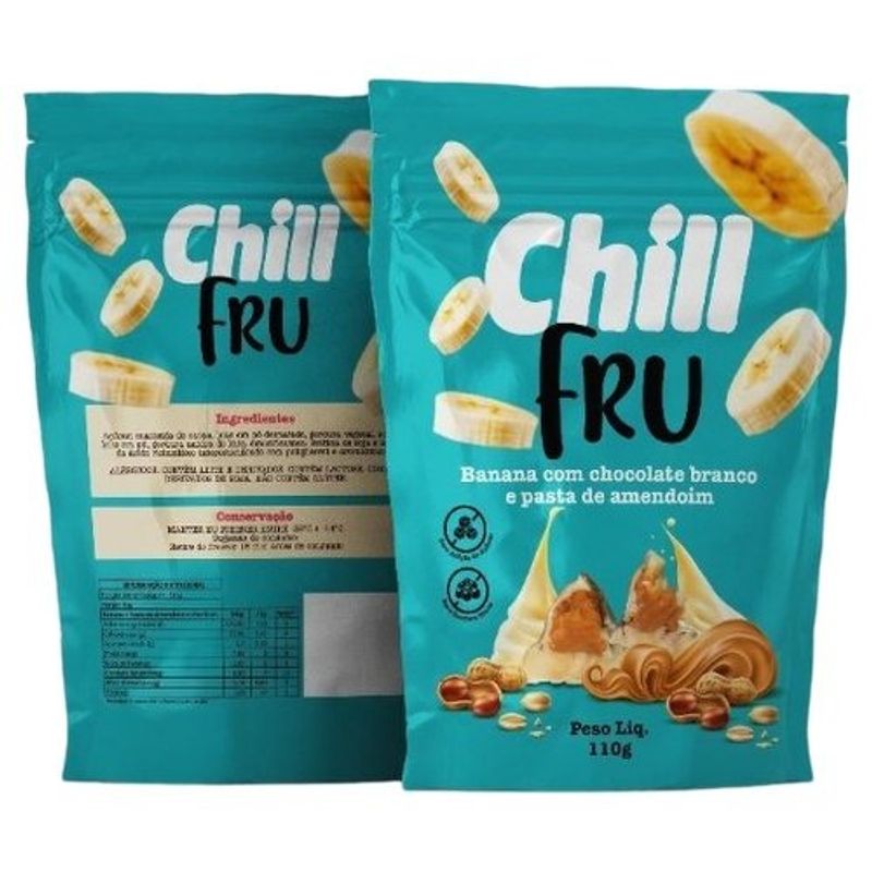 banana congelada com amendoim e cobertura de chocolate branco chilli fru 110g