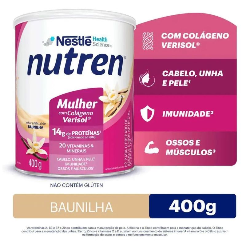 suplemento alimentar nestlé nutren mulher sabor baunilha 400g