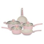 conjunto de panelas 5 peças mta serena com tampa vidro rosa (mp)