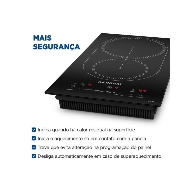 cooktop de indução 2 bocas mondial 220v cti-02 (mp)