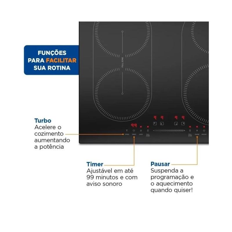 cooktop de indução 4 bocas mondial 220v cti-03 (mp)