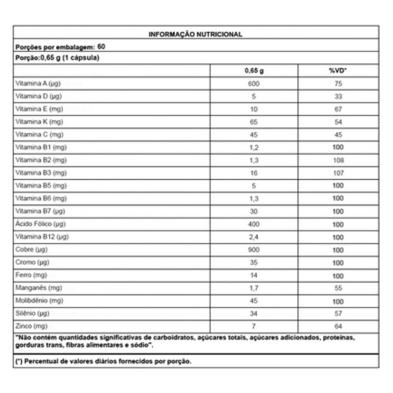 multivitamínico new millen 60 cápsulas (mp)