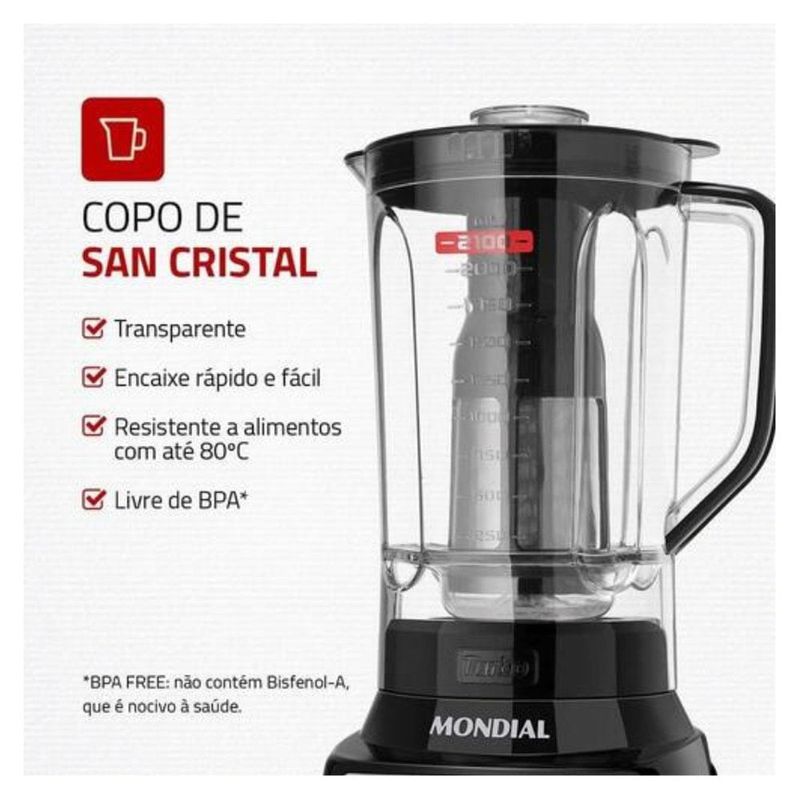 liquidificador mondial turbo 127v l-1400-lt (mp)