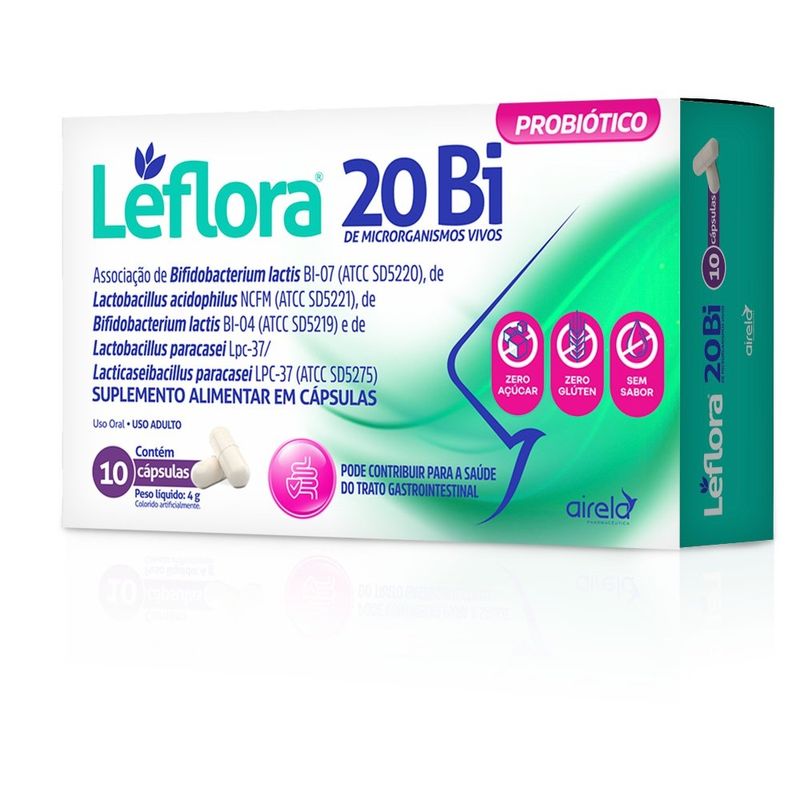 leflora probiótico 20bi 10 cápsulas airela