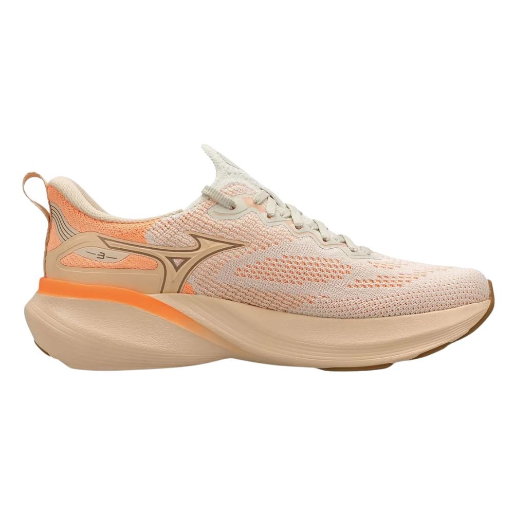 Tênis Corrida Feminino N°36 Mizuno Glow 3 Bege E Laranja (MP)