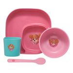 kit refeição 4 peças patrulha canina skye rosa (mp)