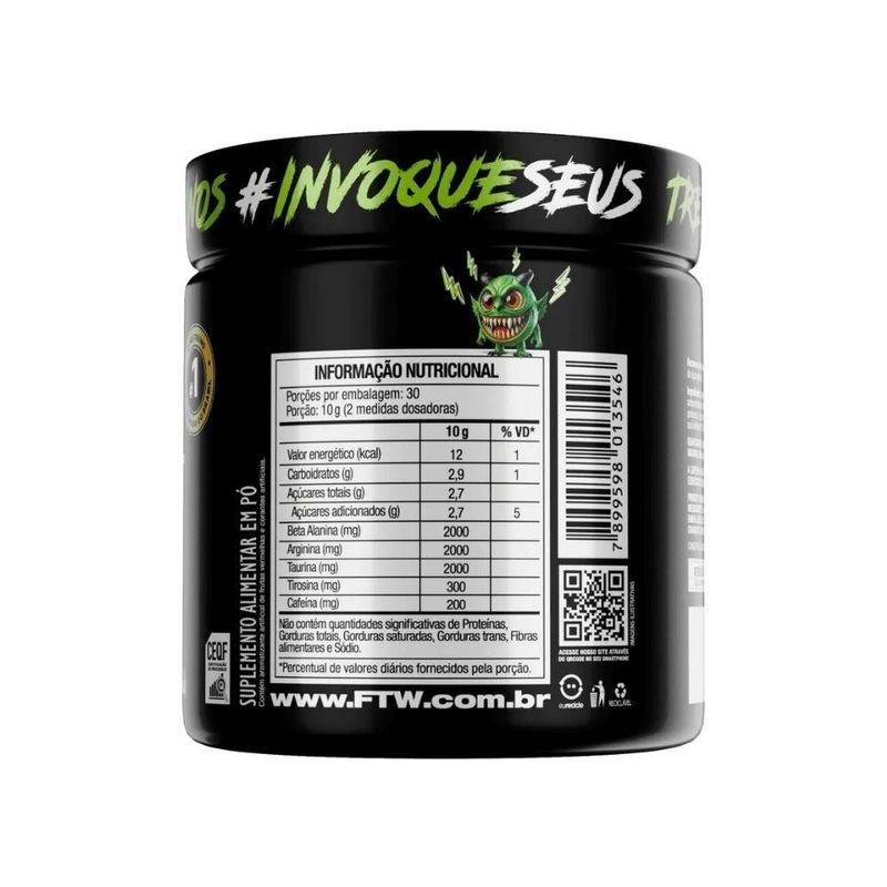 pré-treino ftw diabo verde frutas vermelhas 300g (mp)