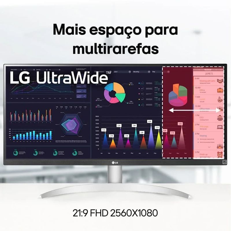 monitor led 29" lg ultrawide ips full hd 75hz hdr10 hdmi displayport 29wk600-w (mp)
