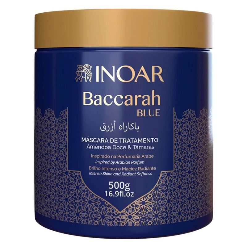 máscara de tratamento capilar inoar baccarah blue amêndoa doce e tâmaras 500g