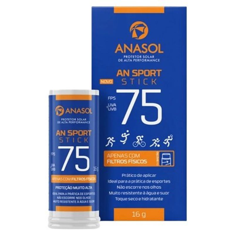 protetor solar anasol an sport stick fps75 16g