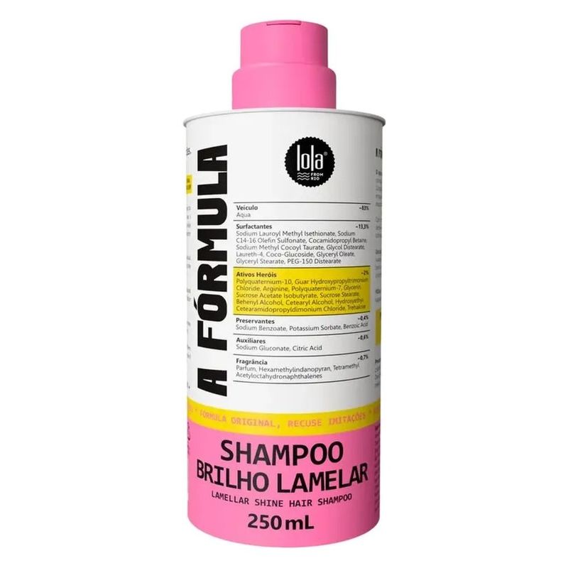 shampoo lola from rio a fórmula brilho lamelar 250ml