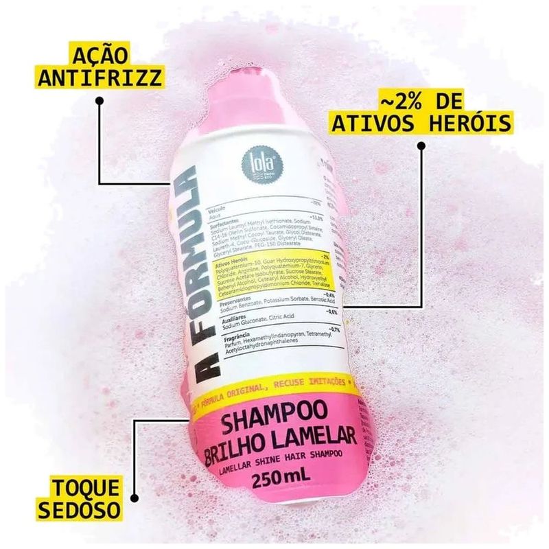 shampoo lola from rio a fórmula brilho lamelar 250ml