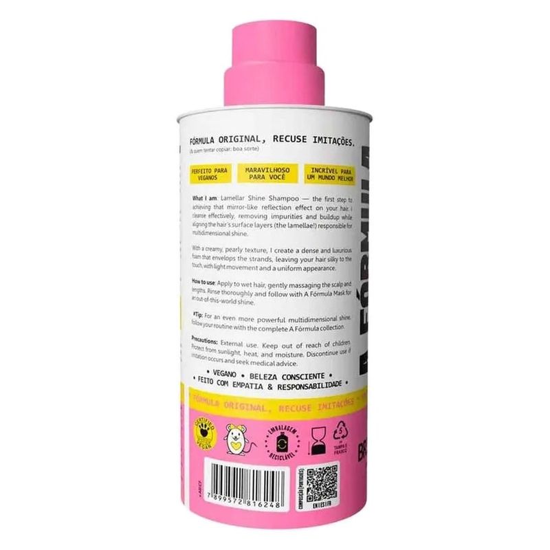 shampoo lola from rio a fórmula brilho lamelar 250ml