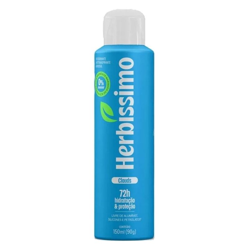desodorante antitranspirante aerosol herbíssimo zero alumínio clouds 150ml
