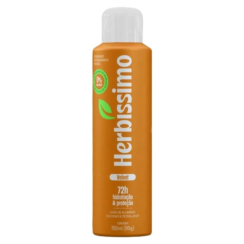 desodorante antitranspirante aerosol herbíssimo zero alumínio velvet 150ml