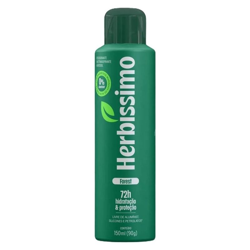 desodorante antitranspirante aerosol herbíssimo zero alumínio forest 150ml