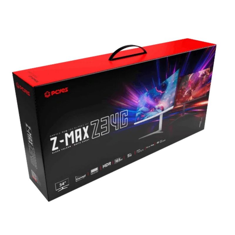 monitor gamer curvo pcyes z-max z34c 34" wqhd 165hz preto pmgz34c165bv (mp)
