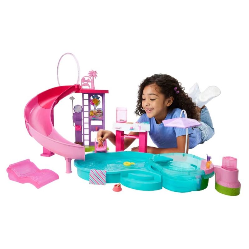 boneca barbie piscina com acessórios mattel jfp01