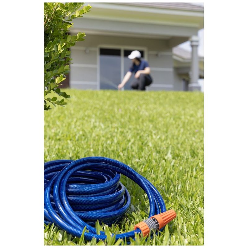mangueira para jardim tramontina 15 metros pvc 3 camadas com esguicho regulável azul 79157150