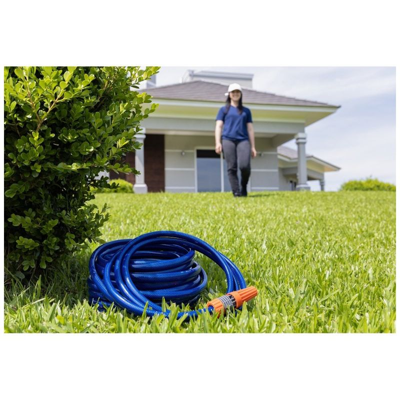 mangueira para jardim tramontina 15 metros pvc 3 camadas com esguicho regulável azul 79157150