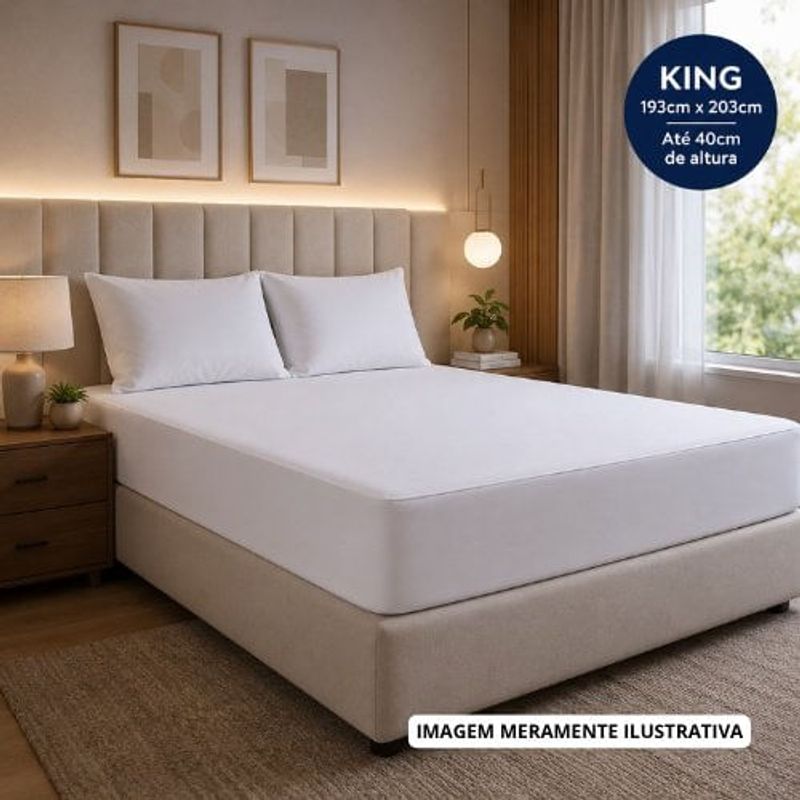 protetor de colchão king niazitex 193x203x40cm branco (mp)