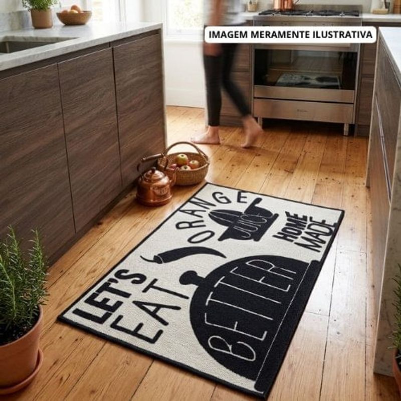 tapete para cozinha kapazi gourmet eat 50x80cm preto (mp)