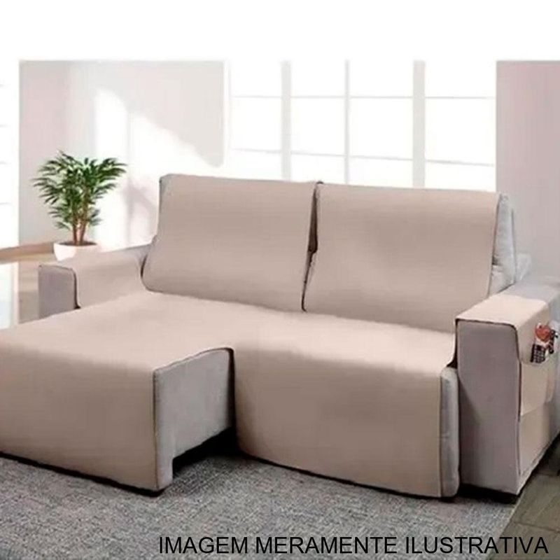 protetor de sofá retrátil adomes 180x220x46cm ônix bege (mp)