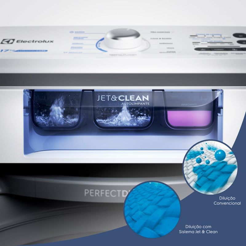 máquina de lavar 17kg electrolux essential care jet&clean e ultra filter 127v led17