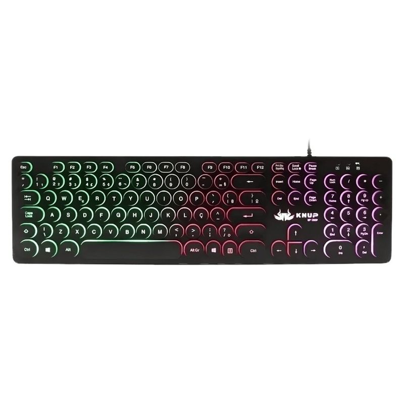 teclado gamer membrana knup led colorido abnt2 preto kp 2059 (mp)