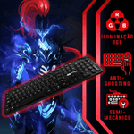 teclado gamer membrana knup led colorido abnt2 preto kp 2059 (mp)