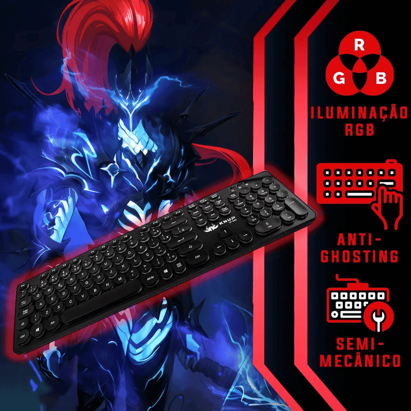teclado gamer membrana knup led colorido abnt2 preto kp 2059 (mp)