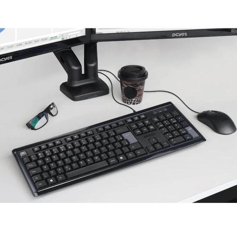 teclado usb pcyes classic preto e cinza ptocl2ab (mp)
