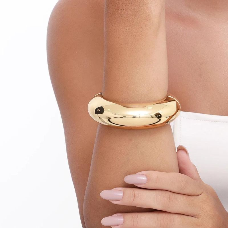 bracelete semijoia luiza mota redondo abaulado 266522 dourado (mp)