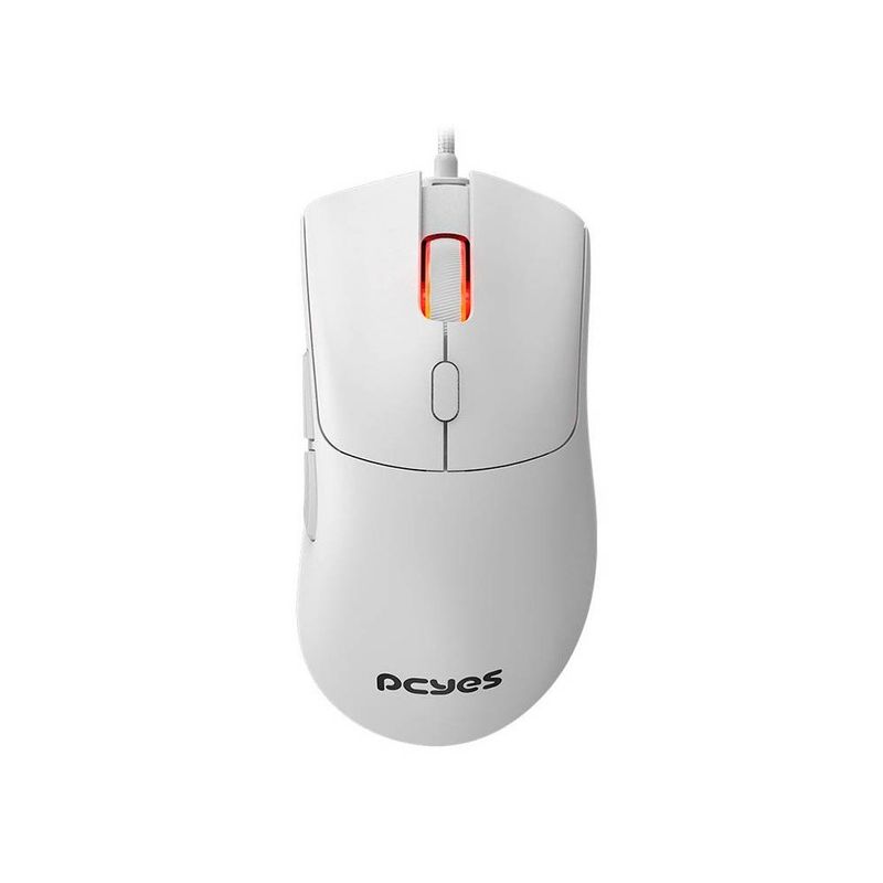 mouse gamer pcyes hydrus white ghost 6 botões 12400dpi rgb pmghwg branco (mp)