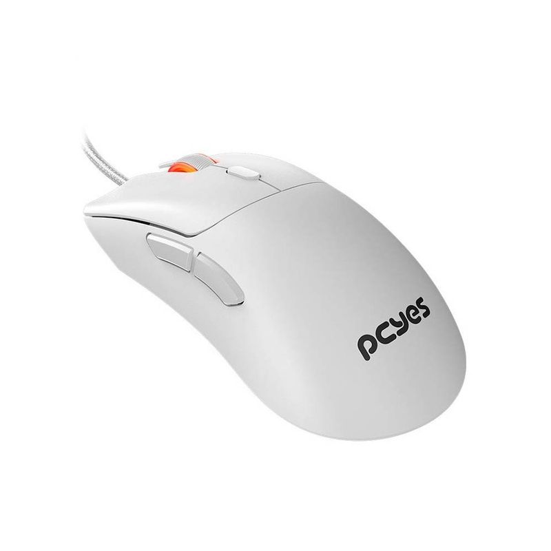 mouse gamer pcyes hydrus white ghost 6 botões 12400dpi rgb pmghwg branco (mp)
