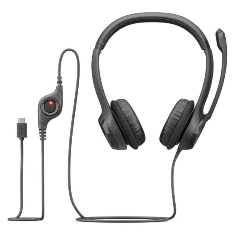 headset logitech stereo usb-c h390 981-001575 (mp)