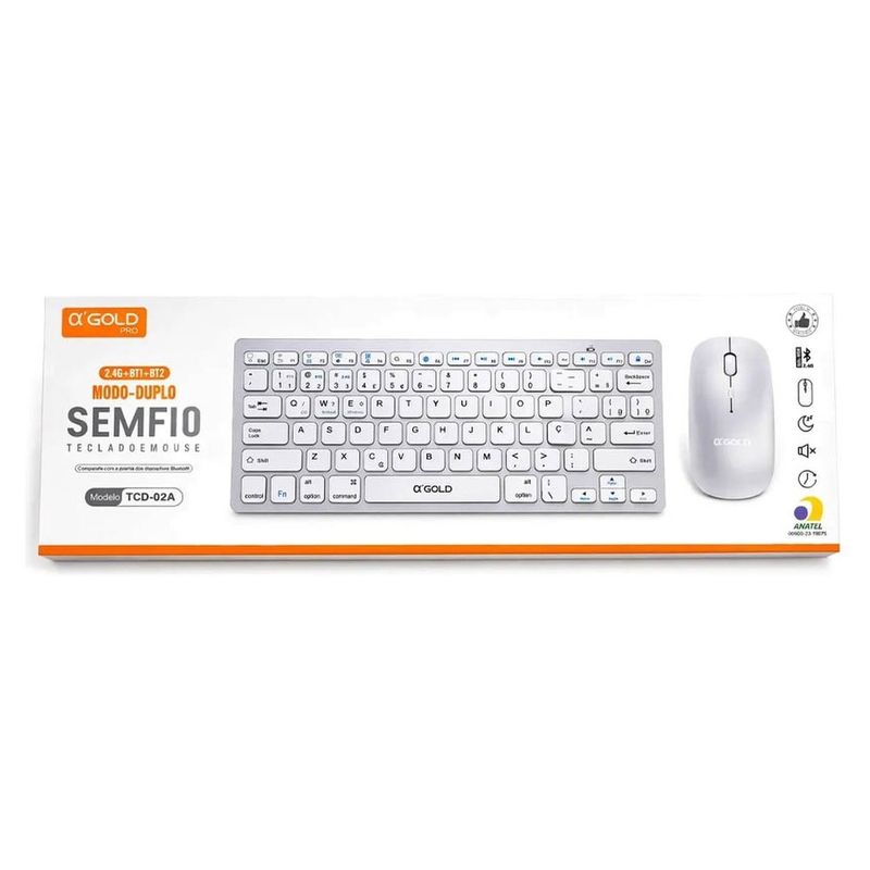 kit mini teclado e mouse sem fio a'gold modo duplo usb slim tcd-02a (mp)