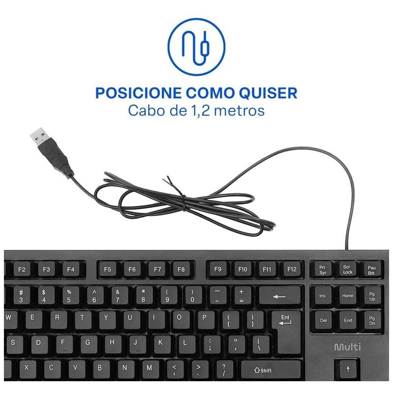kit teclado e mouse com fio multi cf600 usb preto tc609 (mp)